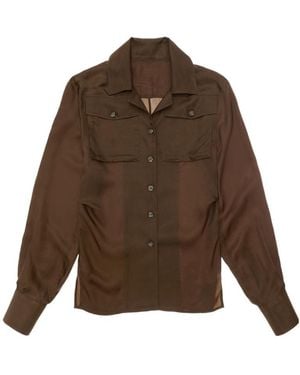 Helmut Lang Long-Sleeve Satin-Finish Shirt - Brown