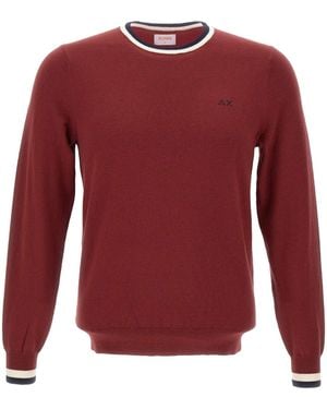 Sun 68 Striped Sweater - Red