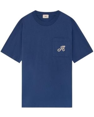 Autry Embroidered-Logo T-Shirt - Blue