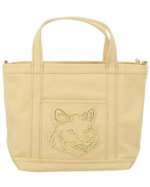 Maison Kitsuné Maison Kitsuné Fox Head Embroidered Mini Tote Bag - Metallic