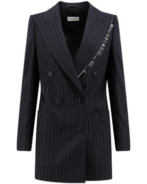 Dries Van Noten Fringes Detail Striped Buttoned Blazer - Black