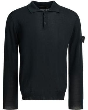 Stone Island Long Sleeve Polo Shirt - Black