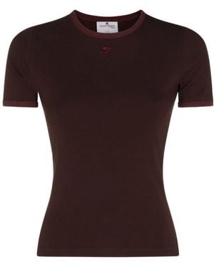 Courreges Crew Neck Short-Sleeved T-Shirt - Brown
