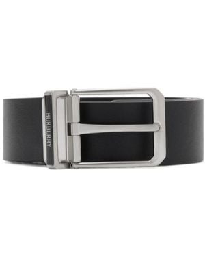 Burberry Reversible Leather Enamel Logo Belt - White