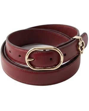 Gucci Double G Logo Leather Belt - Purple
