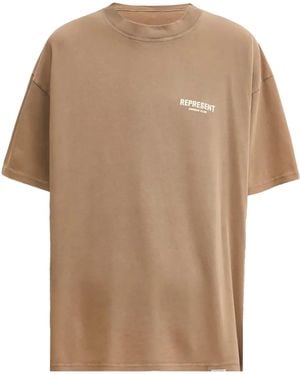 Represent Logo Crew Neck T-Shirt - Natural