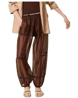 Twinset Elastic-Waistband Pants - Brown