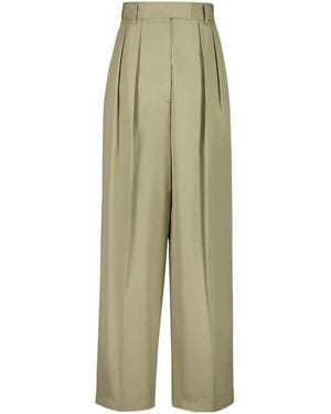 La DoubleJ Pleated Cotton Trousers - Green