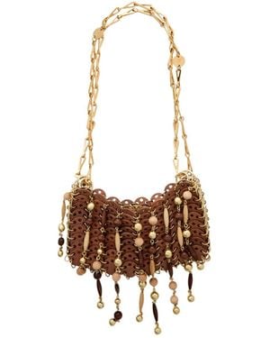 Rabanne Wooden Bag With Chain Shoulder Strap - White