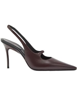 Alaïa Solid Leather Slingback Pumps - Brown