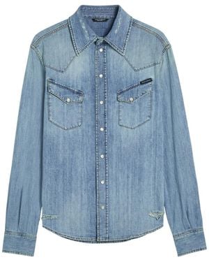 Dolce & Gabbana Distressed Denim Shirt - Blue