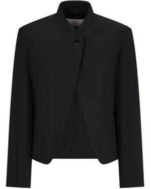 Jil Sander Mandarin-Collar Wool Jacket - Black