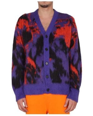 MSGM Abstract Printed Long-Sleeved Cardigan - Blue