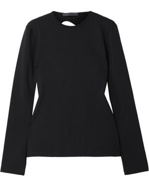 Tibi Cutout Stretch-Jersey T-Shirt - Black