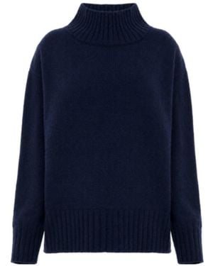 Malo High-Neck Cashmere Knit - Blue
