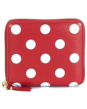 Comme des Garçons Logo Polka Dot Short Wallet - Red