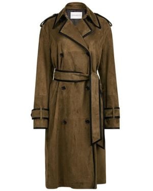 Nina Ricci Belted Leather-Trimmed Coat - Green