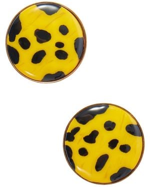 Dries Van Noten Tone Enamel And Brass Earrings - Yellow