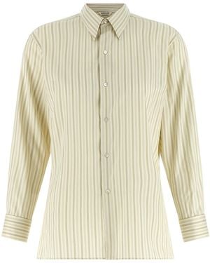 AURALEE Striped Long-Sleeved Shirt - White