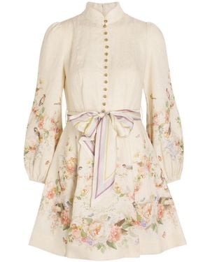 Zimmermann Printed Linen Mini Dress - Natural