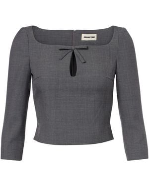 ShuShu/Tong Bow-Detail Cutout Top - Grey
