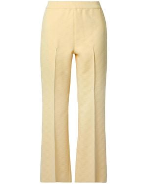 High Sport Kick Cropped Stretch-Cotton Flared Trousers - Natural