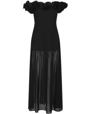ROTATE BIRGER CHRISTENSEN Crepe Maxi Flower Dress - Black