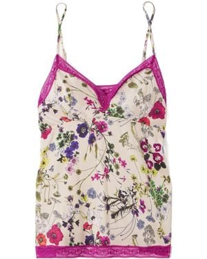 Eres Herbier Caracole Lace-Trimmed Floral-Print Silk-Twill Camisole - Pink