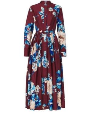 Leo Zara Floral Cotton Shirt Dress - Red