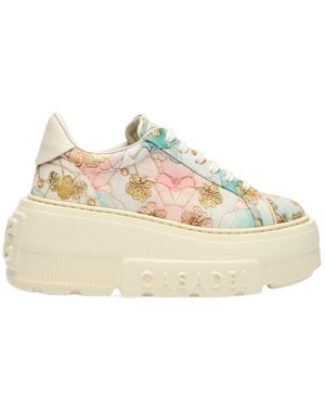 Casadei Nexus Floral-Detail Trainers - Natural