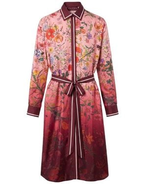 Gucci Printed Silk Twill Shirt Dress - Red