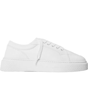 BOSS Leather Lowtop Platform Trainers - White