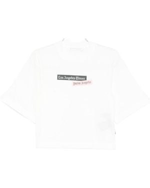 Palm Angels Cotton T-Shirt With Print - White