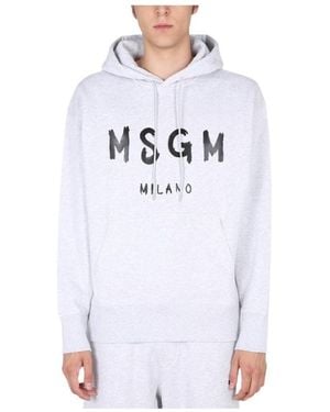 MSGM Logo Print Hoodie - White