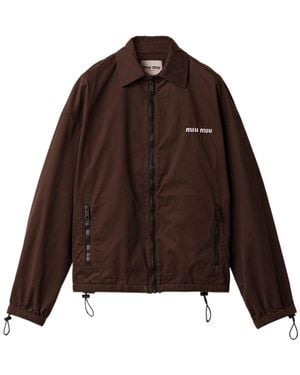 Miu Miu Washed Gabardine Blouson Jacket - Brown