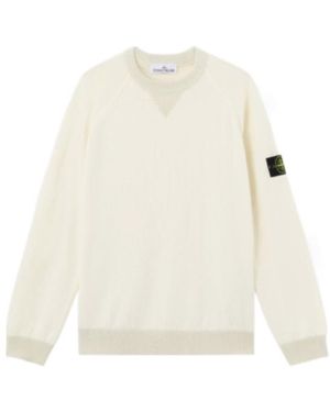 Stone Island Logo Patch Crewneck Jumper - White