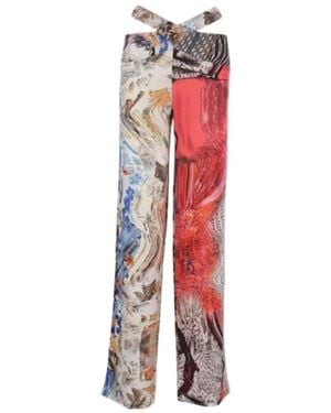 Marine Serre Graphic-Print High-Waisted Trousers - Red