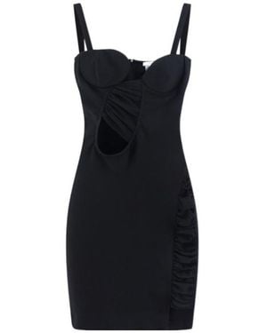 Nensi Dojaka Asymmetric Ruched Cut-Out Mini Dress - Black