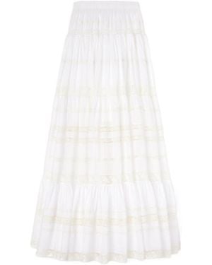 Ermanno Scervino Elasticated Waistband Laced Skirt - White
