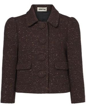 ShuShu/Tong Cropped Lapel Coat - Brown