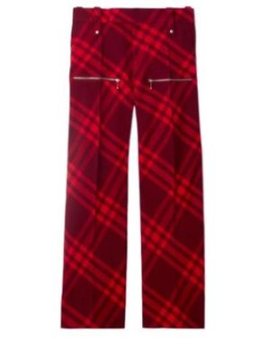 Burberry Plaid-Checked Low-Rise Pants - Red