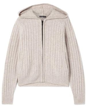James Perse Ribbed Recycled-Cashmere Hoodie - Natural