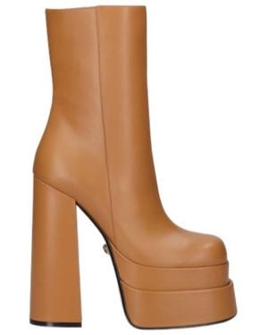 Versace Logo High Heels And Bare Boots - Brown