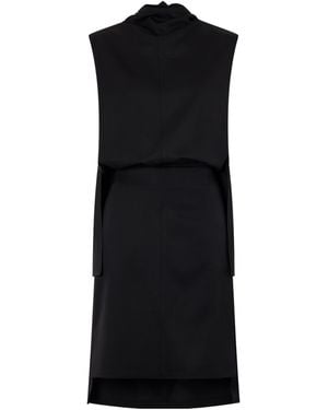 Brandon Maxwell Gathered Wool-Twill Turtleneck Mini Dress - Black