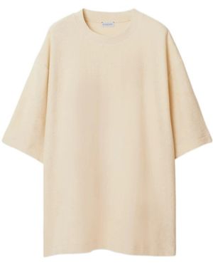 Burberry Logo Jacquard Towelling-Finish Crewneck T-Shirt - Natural