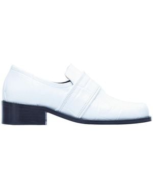 BY FAR Embossed Round Head Loafers - White