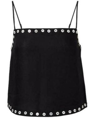 STAUD Kirra Linen-Blend Tank Top - Black