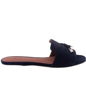 Loro Piana Flat-Bottomed Open-Toed Sandals - Blue