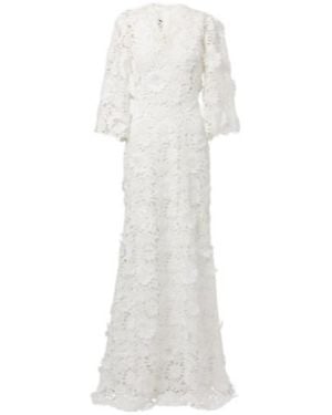 Monique Lhuillier Bridal Floral Lace Gown - White