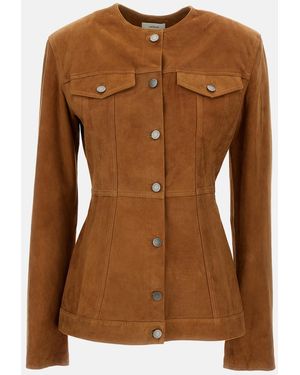 Haikure Temple Fitted Button Jacket - Brown